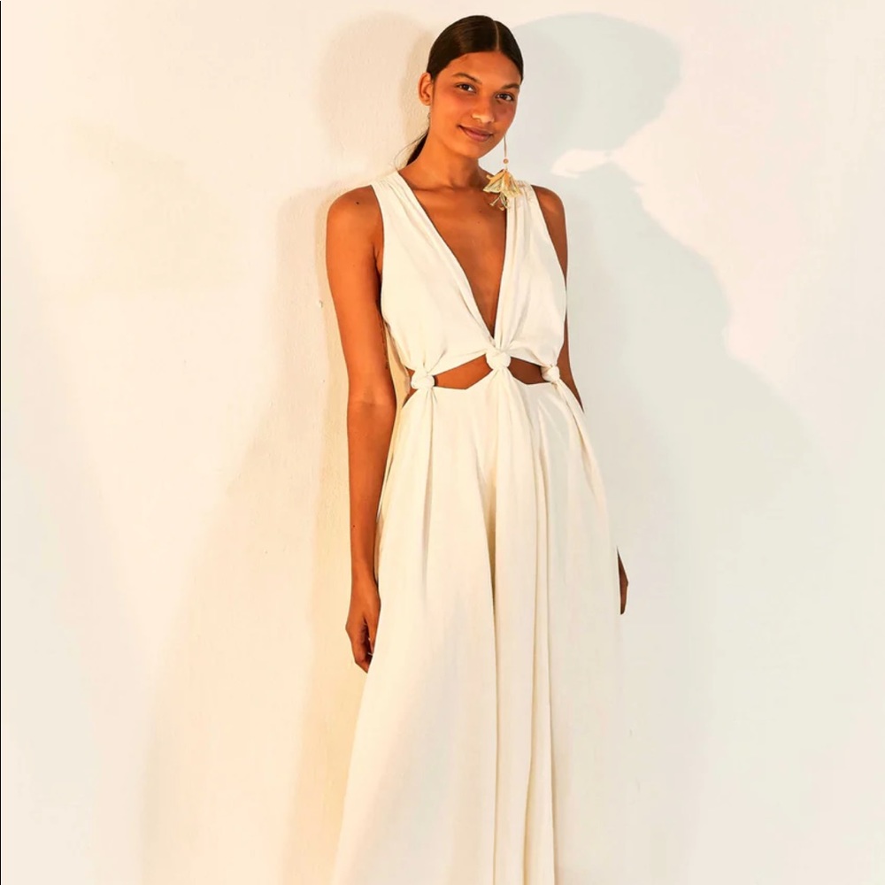 XS White Cut Out Midi Dress Farm Rio
